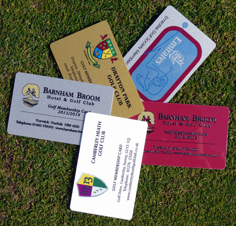 Printed golf club membership card examples